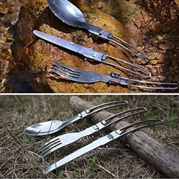 3 in 1 Perfect Folding Dinner Flatware Utensils Stainless Steel