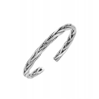 Mens Vintage Open Bangle Alloy Thai Handmade Twisted Cuff Bracelet