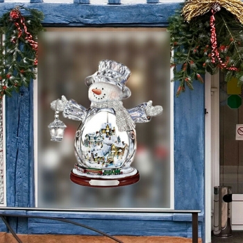 Christmas Window Stickers Xmas Snowman Santa Art Decal Wall Home Shop Decor - Crystal Snowman F