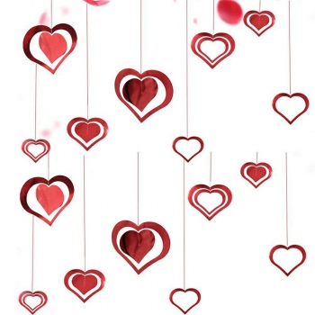 7 pcs Wedding Heart Garland Hanging Embellishments Glitter Hollow Out Love Ornament DIY Heart Tags Cards Pendant