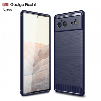 Carbon Fibre Pattern TPU Bumper Protective Case for Google Pixel 6 - Blue