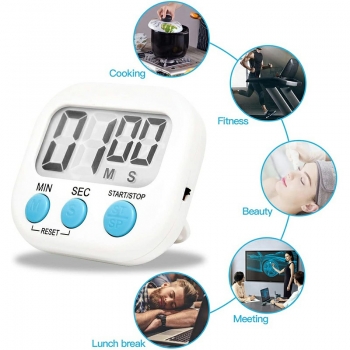 Digital Kitchen Timers with Loud Alarm for Cooking Baking Workout Sports Games - White