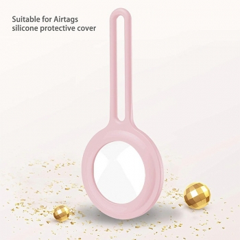 Air Tag Silicone Loop Holder Keyring Carry Case for Apple - Pink