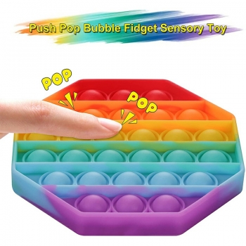 Pop it Fidget a Loud Side and a Quiet Side to Pop Anti Stress Product - Octagon Rainbow