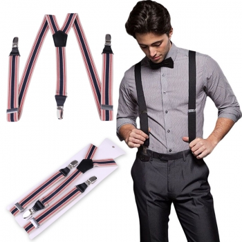 25mm Wide Heavy Duty Suspenders Adjustable Unisex Trousers - Black D20