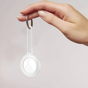 Air Tag Silicone Loop Holder Keyring Carry Case for Apple - White