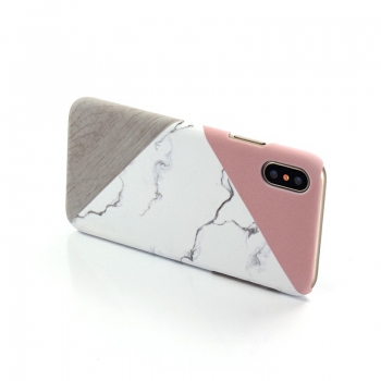 Hard PC Back Cover Marbling Pattern Phone Case for iPhone X/XS - Pink