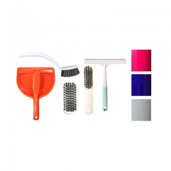 Plastic Cleaning Dustpan and Brush Set of 5 Random Colour