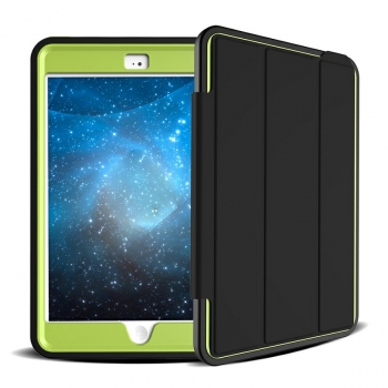 3 Layers PU Protective Case Auto Sleep Wake Folio Stand for iPad Mini 4 - Green