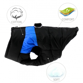 Comfy Soft Dog Vest Jacket Winter Waterproof Padded Pet Clothes Warm Vest Coat Size L - Blue