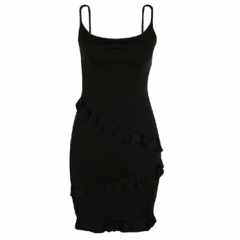 Women Ruffle Frill Mini Wrap Sling Dress Ladies Party Frill Dress - M