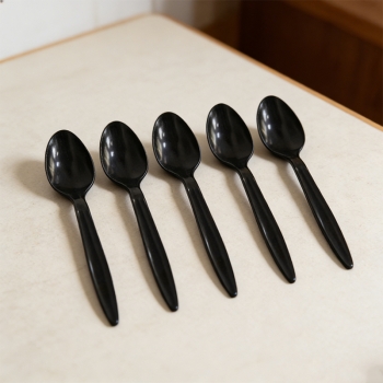 Reusable Plastic Spoons Serving Spoon Pack of 100 Black