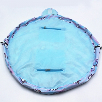 Portable Makeup Drawstring Bags Storage Travel Pouch Cosmetic Bag - Light Blue Unicorn