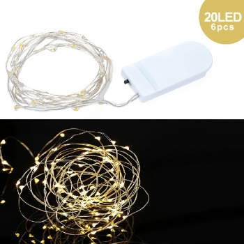 2M 20 LED Battery Powered Wire Waterproof Lights for Party Decoration - Warm White