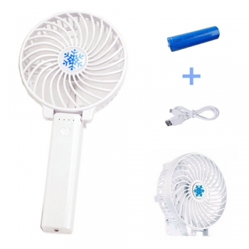 Handheld Mini USB Fan Built-in Battery Foldable Portable Desktop Table Cooler - White