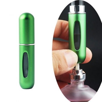 5ml Portable Mini Refillable Perfume Bottle Spray Round Tube Pump Empty Cosmetic Container Atomizer Scent Bottle for Travel - Green