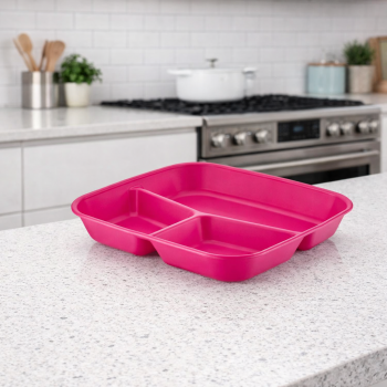 Hobby Plastic Children 3 Section Nut Breakfast Dinner Plate Random Colours