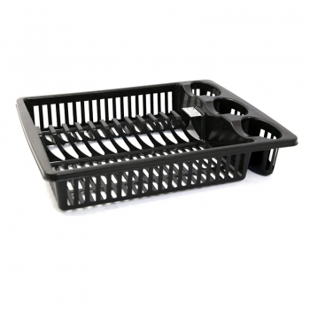 Plastic Dish Drainer Rack Strainer Sink Plate with Cutlery Holder Random Colour