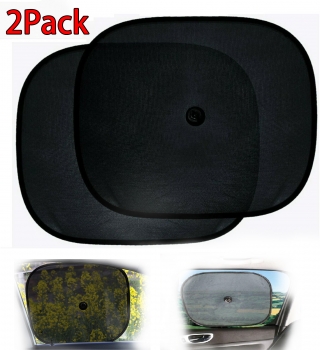 2PCS Car Sun Shade Rear Side Windows Shield Foldable Mesh Shades with Suction Cups UV Protection
