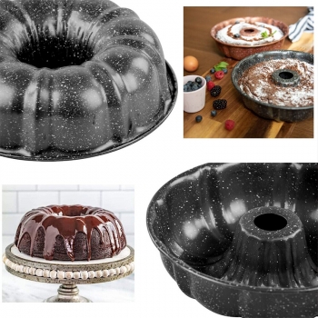 Pumpkin Cake Mold Baking Cake Fluted Round Mould Premium Cake Baking Mold Pumpkin-Shaped Grey 24cm