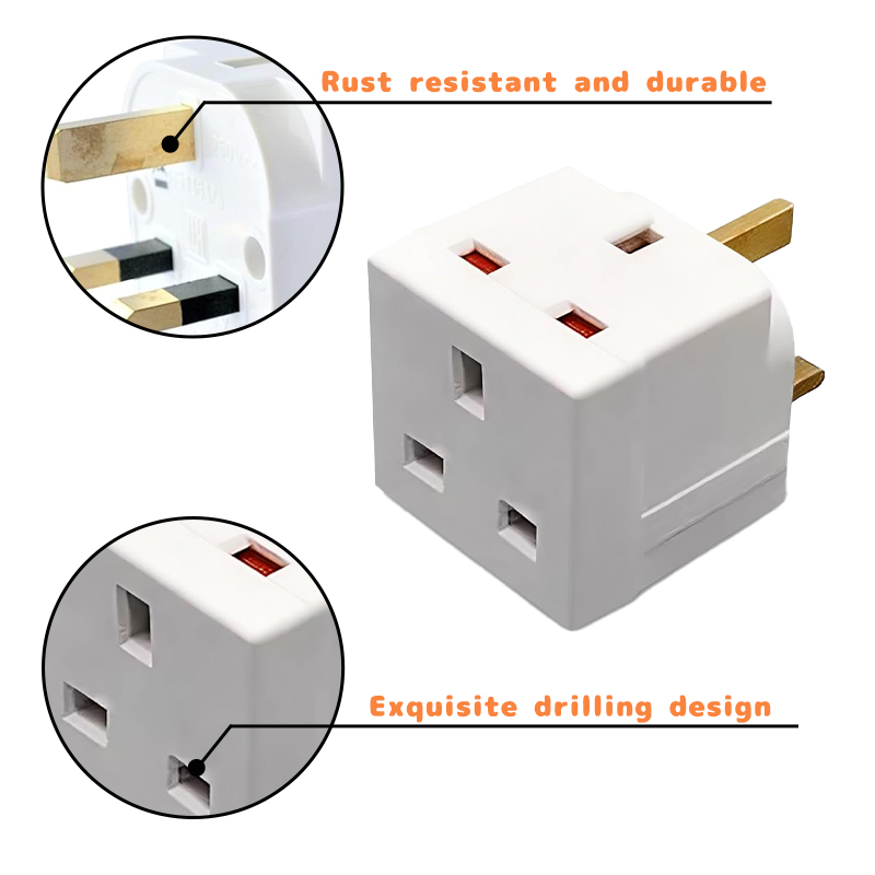 2 Way Block Plug 13A Block Mains Adaptor Multi Socket Plug Adaptor
