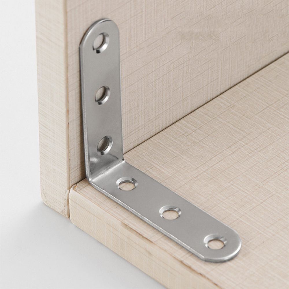 10PCS L Bracket Corner Brace with 60 Screws Stainless Steel 90 Degree Right Angle 6 Holes Joint Fastener