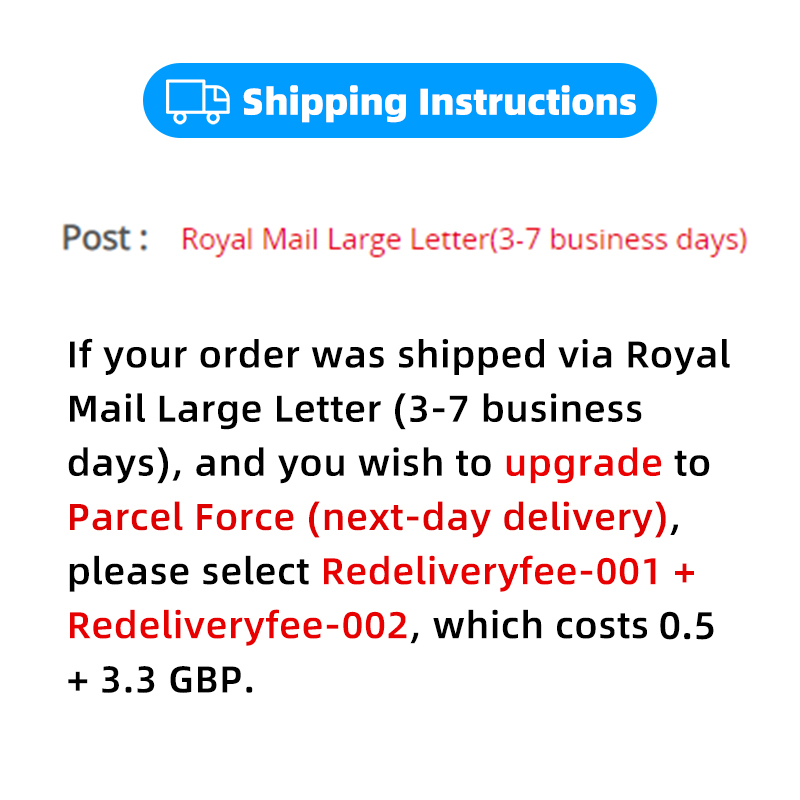Redelivery fee for Royalmail large letter service