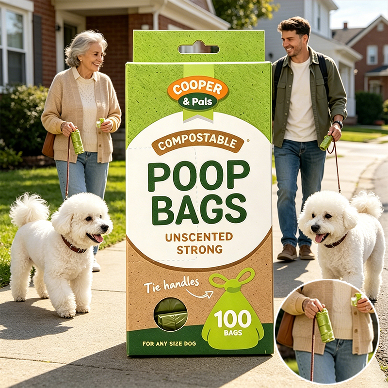 100PCS Degradable Poop Bags Unscented  Dog Poop Bags Poo Waste Sacks Unscented