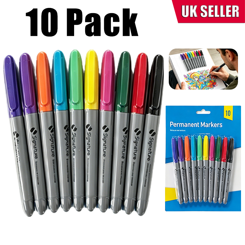 10PCS Fine Tip Coloured Marker Pen Colorful Permanent Marker for Kids Painting Lovers