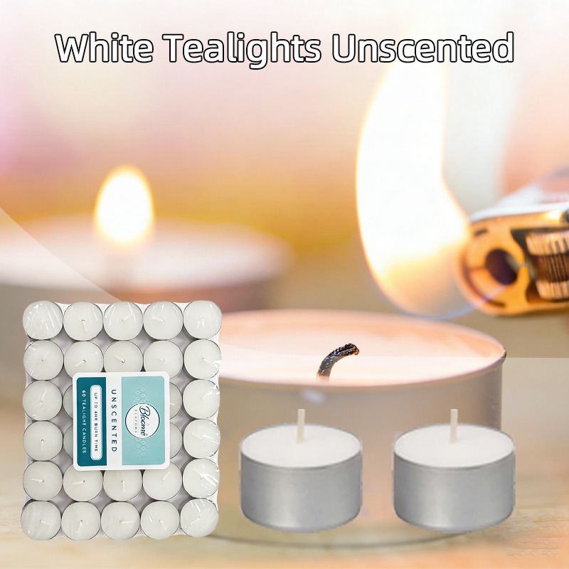 60PCS White Tealights Unscented Unfragranced Candles 3h Burn Time for Festivals Gifts