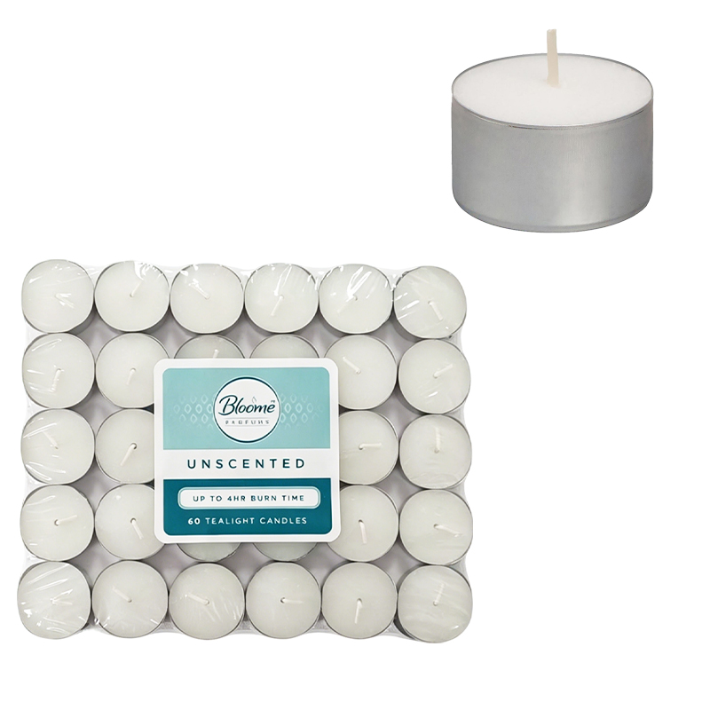 60PCS White Tealights Unscented Unfragranced Candles 3h Burn Time for Festivals Gifts