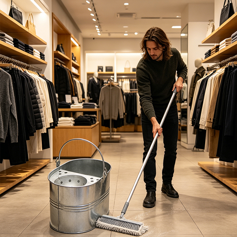 13L Large Metal Mop Bucket with Handle for Home Office General Cleaning 32 x 23cm