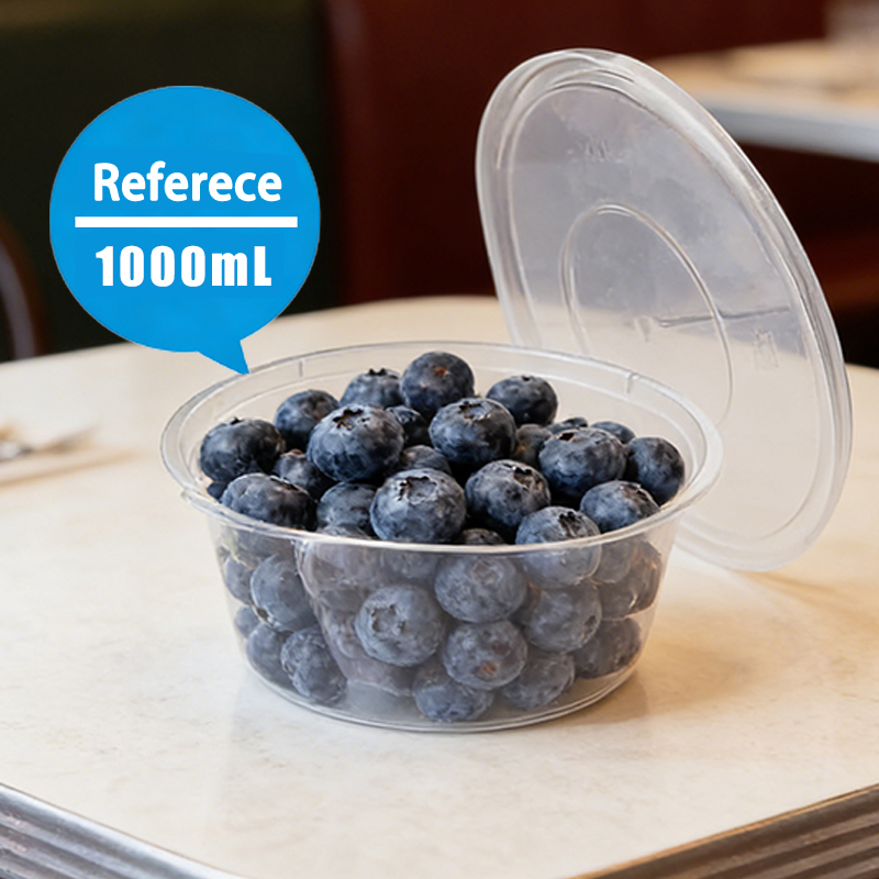 4 Pack 1000ml Round Food Storage Containers with Lids Stackable Reusable Leakproof