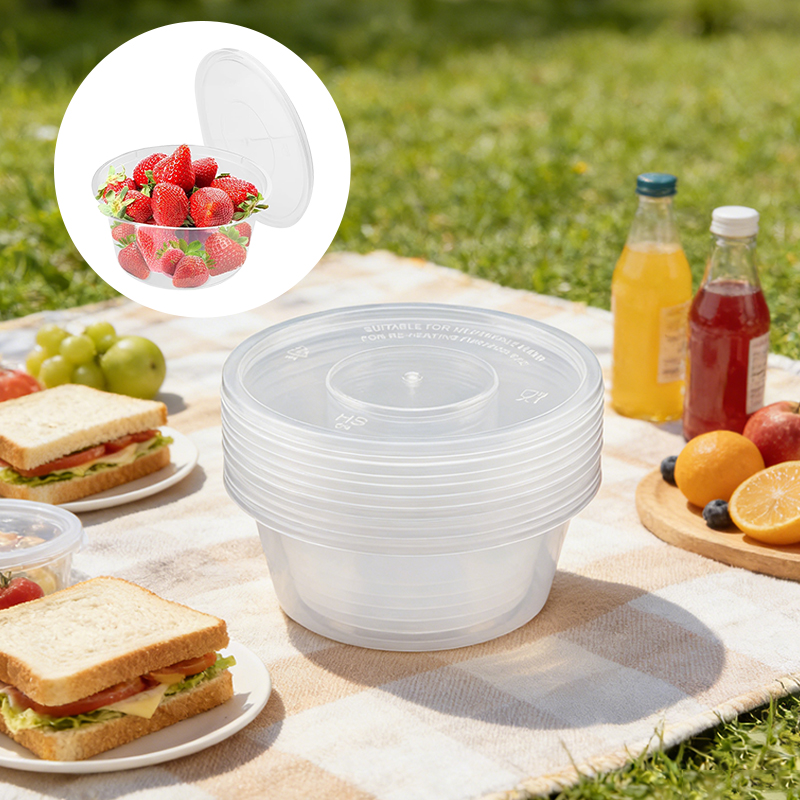 5 Pack 450ml Round Vented Food Storage Containers with Lids Stackable Reusable Leakproof
