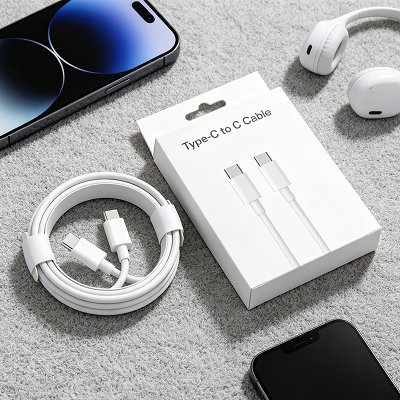 3PCS 1M USB C to C Cable  60W Type-C Cable for Data Sync and Fast Charging White Braided