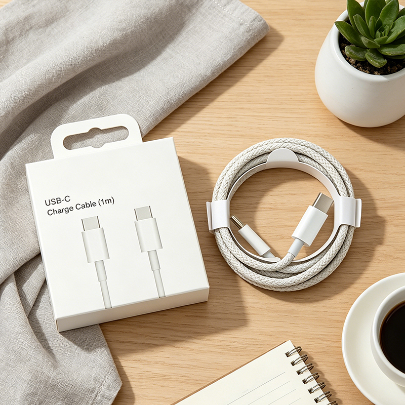 3PCS 1M USB C to C 60W Fast Charging USB-C Cable TPE White Box Package