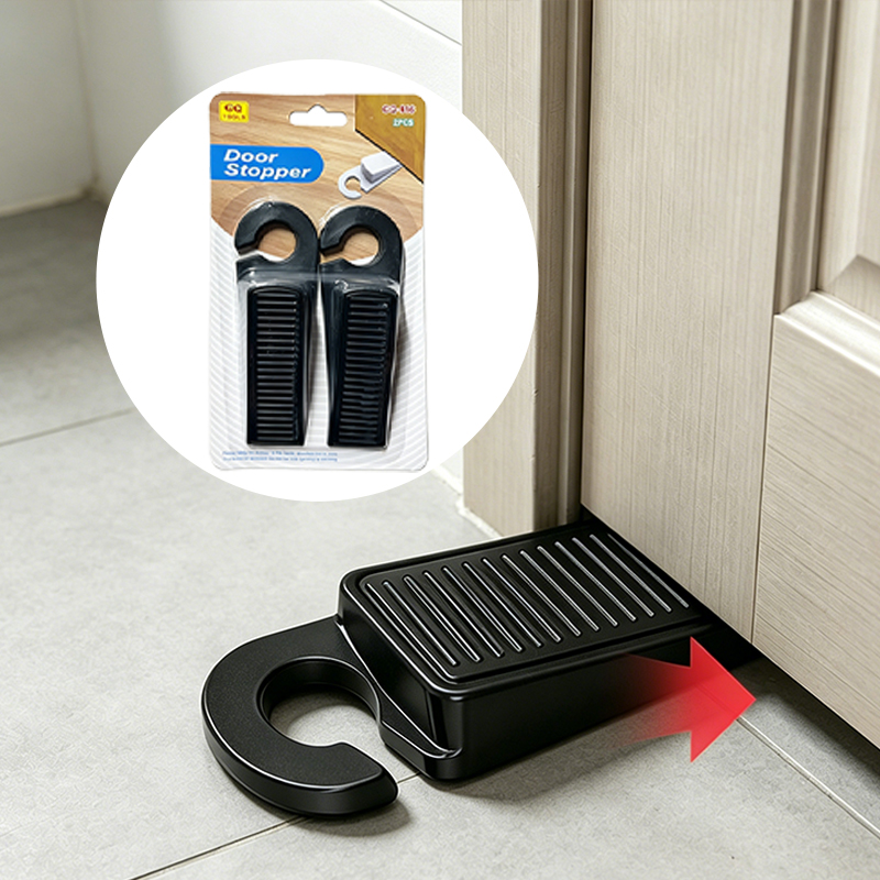 2 Pack Hangable Rubber Door Stoppers Heavy Duty Wedge Design Wall Protector Sound Dampening