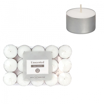 15PCS White Tealights Unscented Unfragranced Candles 3h Burn Time Gifts