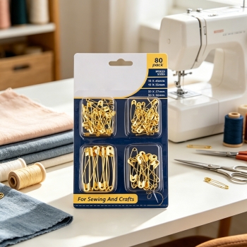 Safety Pins 80 Pack Mixed Sizes Gold Color Heavy Duty Pin for Crafting