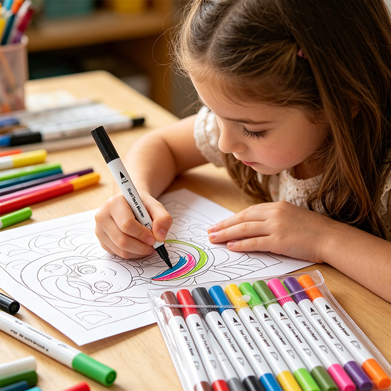 12 Colours Dual Tip Pens Art Markers for Adults and Kids Colouring Pens