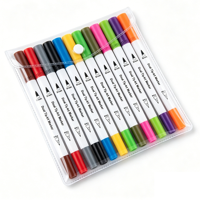 12 Colours Dual Tip Pens Art Markers for Adults and Kids Colouring Pens