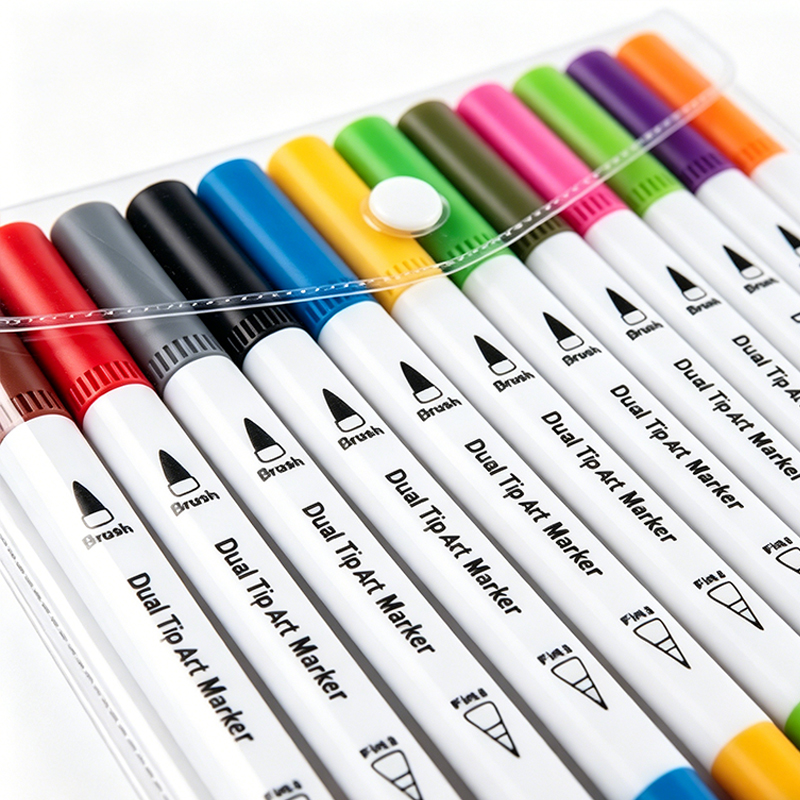 12 Colours Dual Tip Pens Art Markers for Adults and Kids Colouring Pens