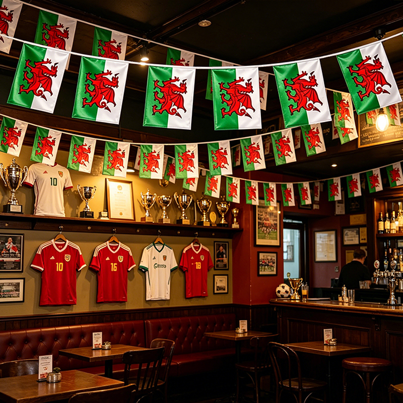 3Pack 12m 30 Flags Wales World Cup Flag Bunting Football Welsh Dragon Bunting Banner Flags