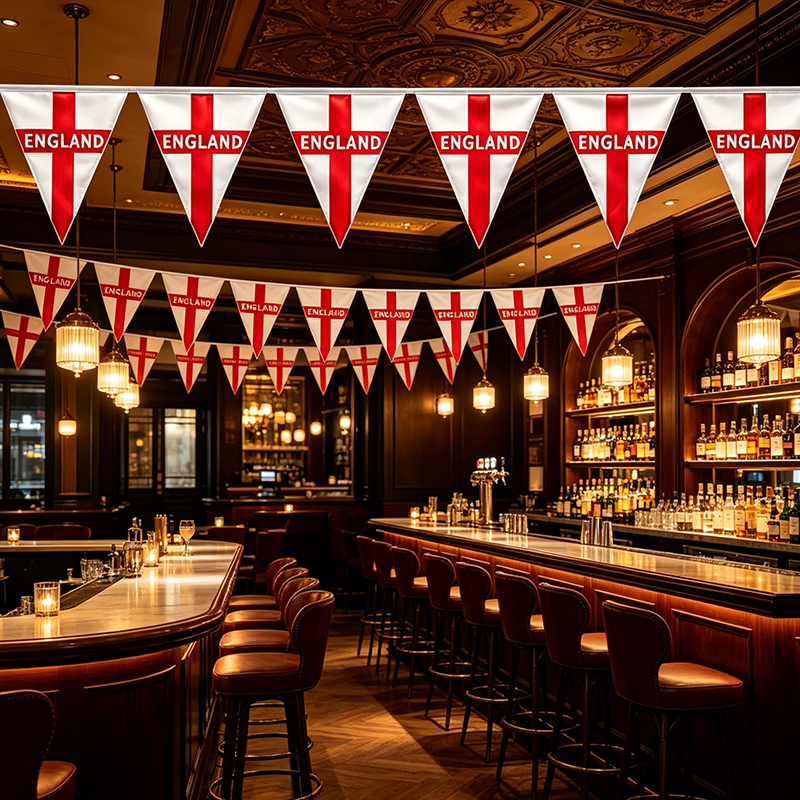 3Pack 12M 30 Flags England World Cup Bunting Football St George Bunting Banner Triangle
