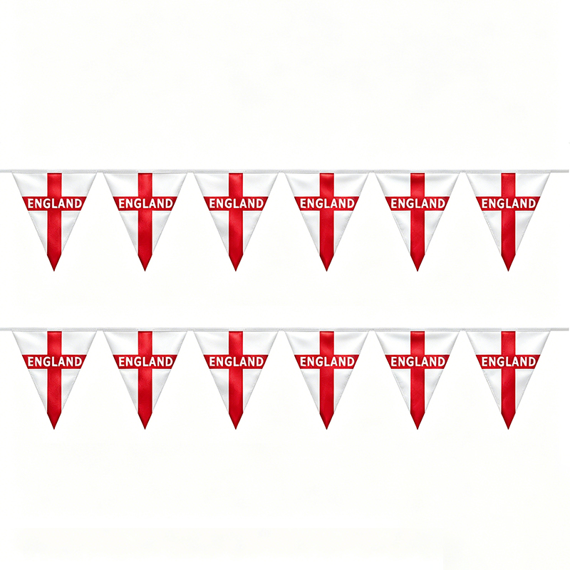 3Pack 12M 30 Flags England World Cup Bunting Football St George Bunting Banner Triangle