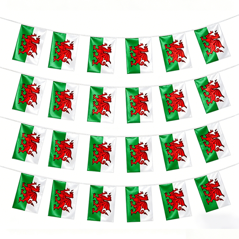 3Pack 12m 30 Flags Wales World Cup Flag Bunting Football Welsh Dragon Bunting Banner Flags