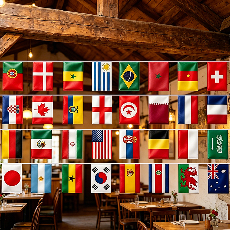 3Pack 10m 32 Teams Flag World Cup Football Banner Bunting 2022 Soccer 14x21cm