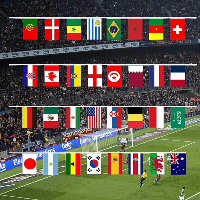 3Pack 10m 32 Teams Flag World Cup Football Banner Bunting 2022 Soccer 14x21cm