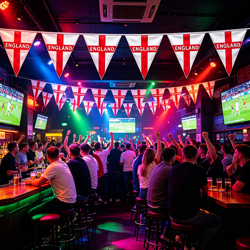 3Pack 12M 30 Flags England World Cup Bunting Football St George Bunting Banner Triangle