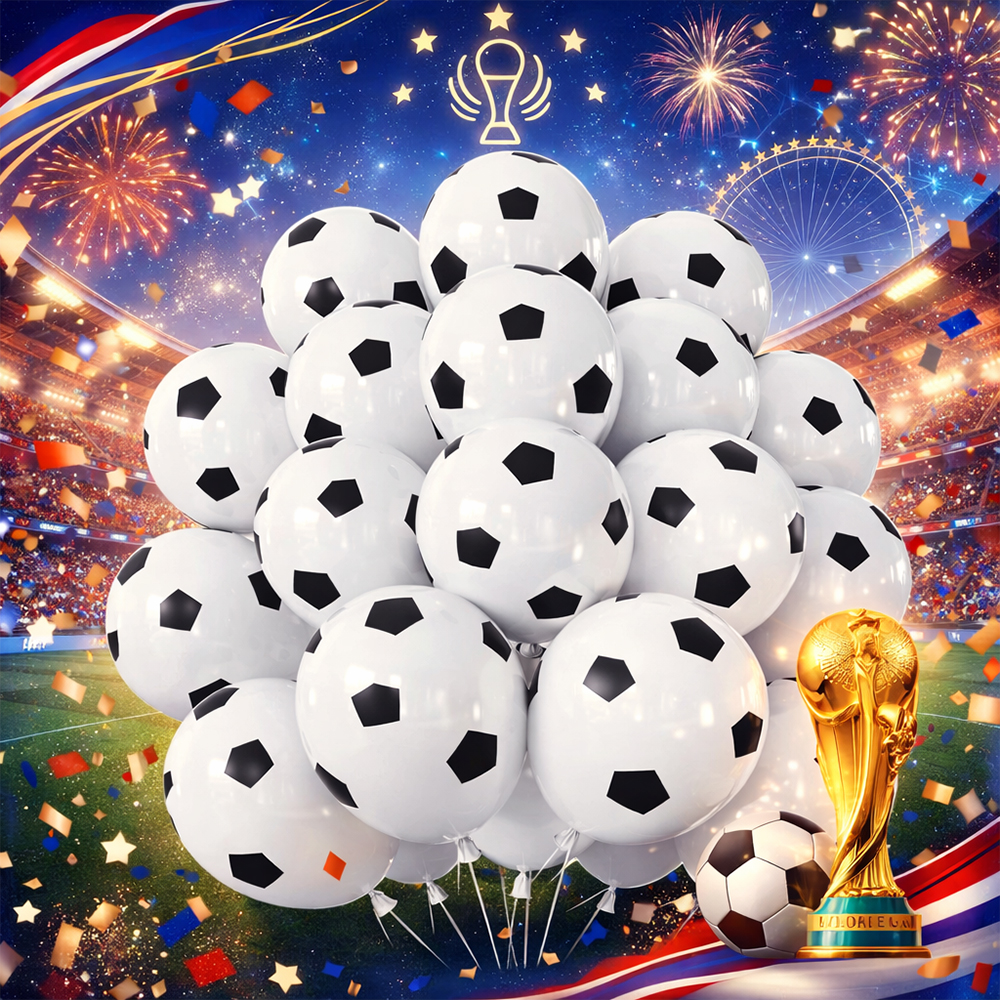 50Pcs 12 Inch Football Balloons Black and White Soccer Latex Balloons World Cup Party Balloon Decorations